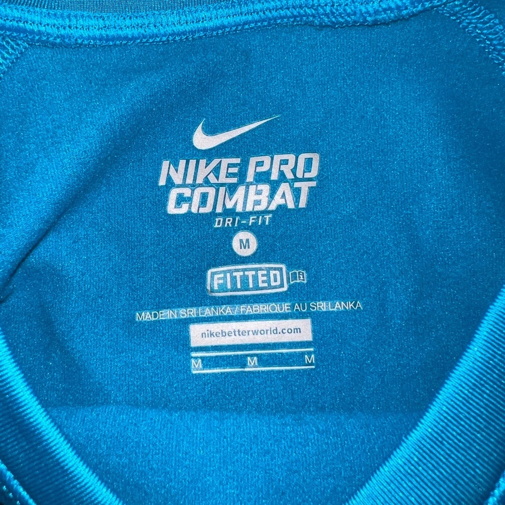 Nike Pro Combat Therma-FIT Dri-FIT Long Sleeve Shirt Blue Size M | EUC - Picture 6 of 12